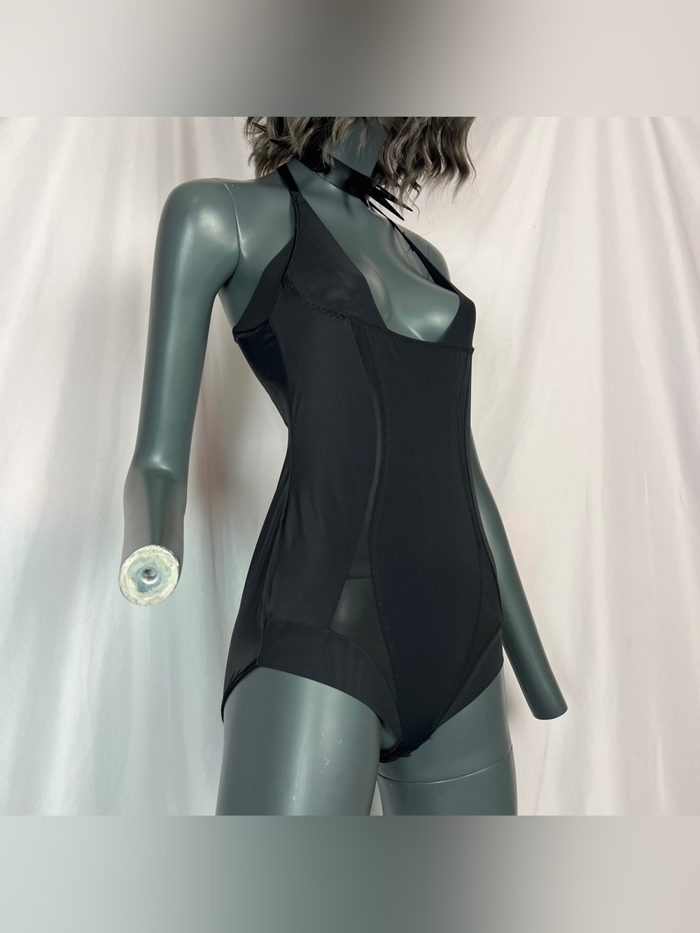 Black Sheer Mesh Stretch Body Shaper Bodysuit